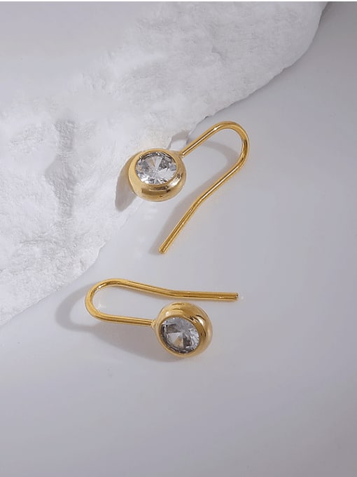 HYACINTH Brass Rhinestone Geometric Minimalist Hook Earring 0