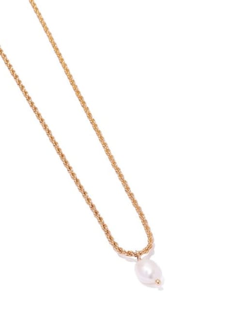Pearl Pendant Necklace Brass Imitation Pearl Geometric Vintage Necklace