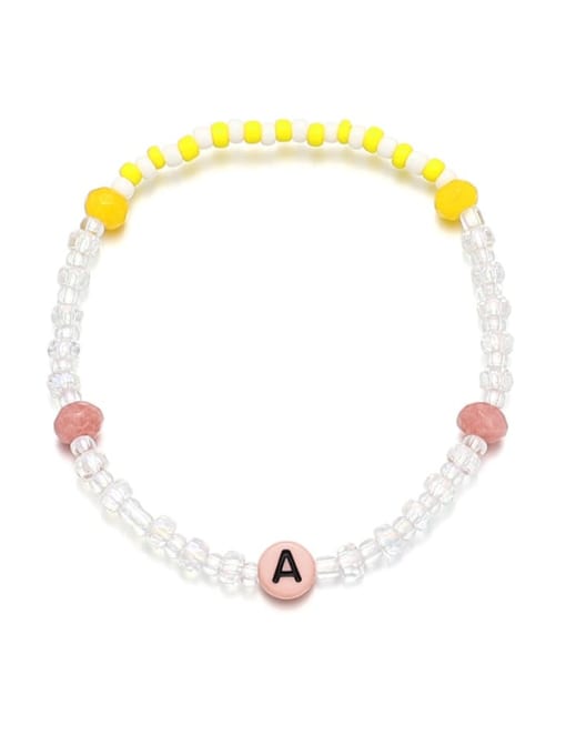 A Titanium Steel Glass beads Letter Artisan Stretch Bracelet
