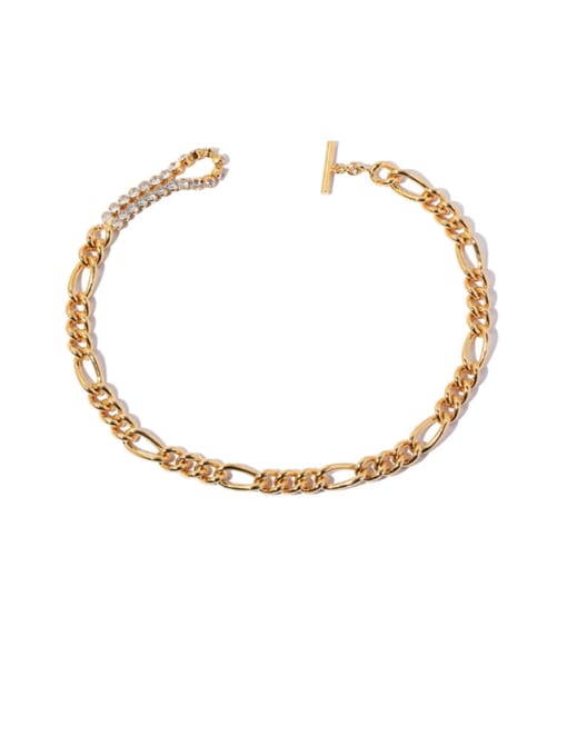 golden Brass Cubic Zirconia Geometric Vintage Multi Strand Necklace