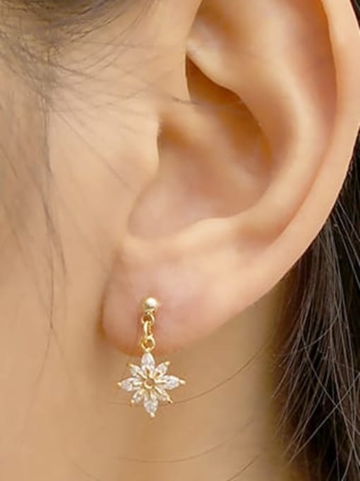 HYACINTH Brass Cubic Zirconia Star Dainty Drop Trend Korean Fashion Earring 1