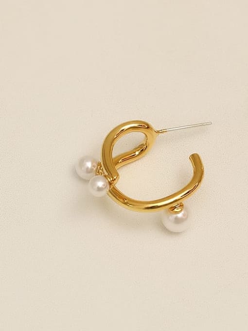HYACINTH Brass Imitation Pearl Geometric Minimalist Stud Trend Korean Fashion Earring 1