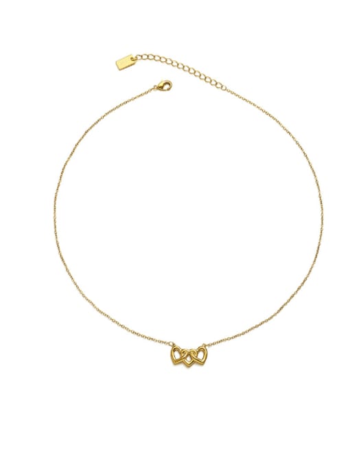 Three Love Arranged Pendant Style Titanium Steel Chain Brass  Heart Pendant Minimalist Necklace