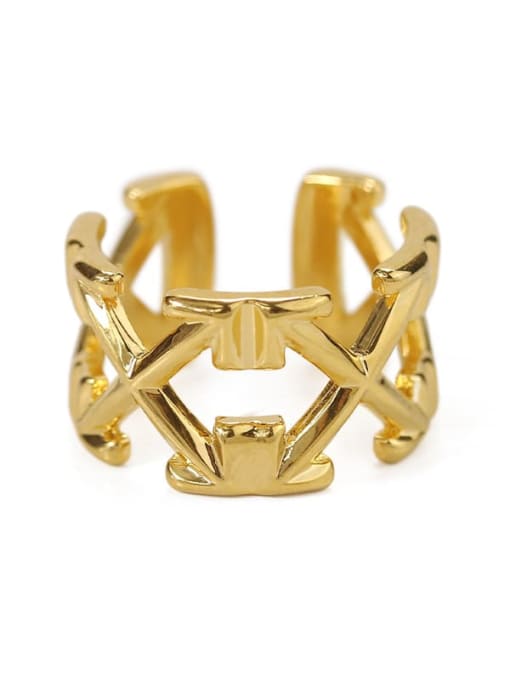 ACCA Brass Smooth Vintage Letter X  Band Ring 3