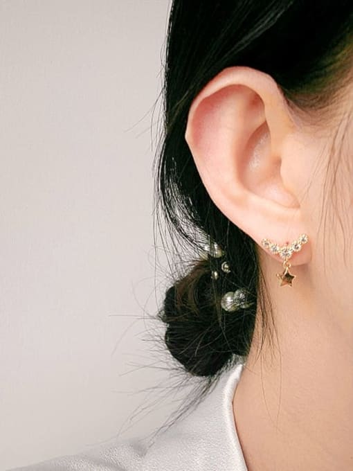 HYACINTH Copper Cubic Zirconia Star Minimalist Stud Trend Korean Fashion Earring 2