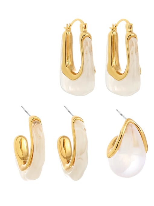 Five Color Brass Resin Geometric Minimalist Huggie Earring 2