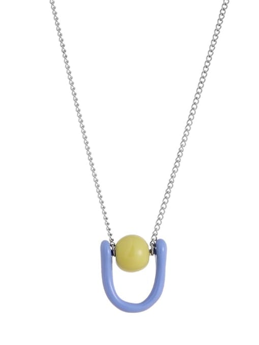 Titanium steel necklace Brass Enamel Geometric Minimalist Necklace