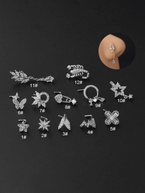 705 gold Stainless steel Cubic Zirconia Animal Hip Hop Nose Studs