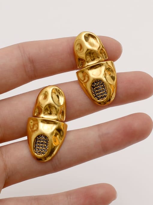 HYACINTH Brass Rhinestone Geometric Vintage Stud Trend Korean Fashion Earring 3