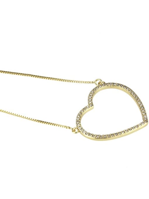 renchi Brass Cubic Zirconia Heart Minimalist Pendant Necklace 2