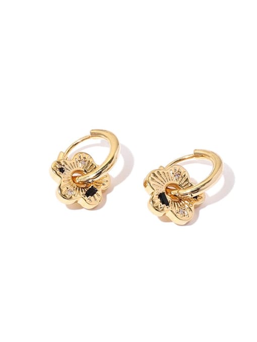 TINGS Brass Flower Vintage Huggie Earring 2