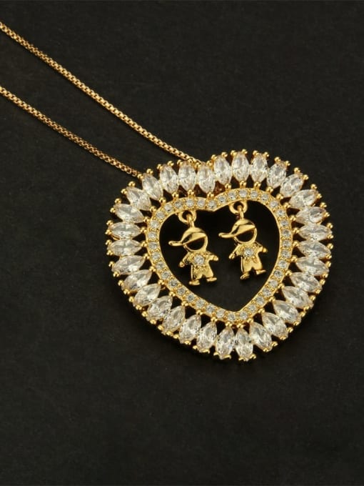 Male male white Brass Cubic Zirconia Heart Dainty  Pendant Necklace