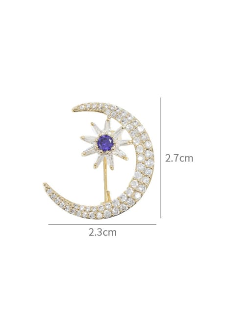 YOUH Brass Cubic Zirconia Moon Dainty Brooch 1