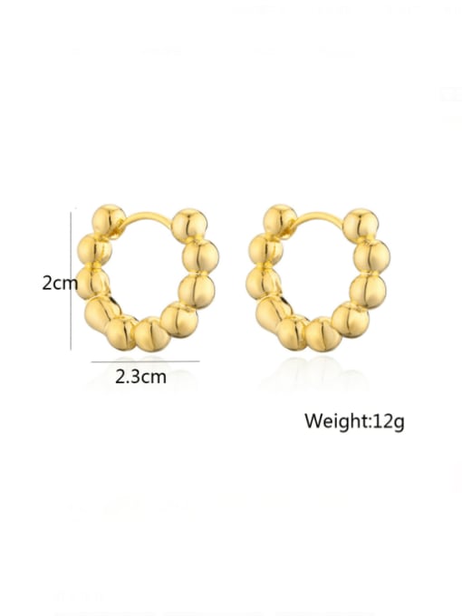 AOG Brass Bead Geometric Minimalist Huggie Earring 2