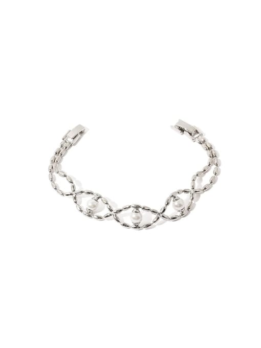 Platinum Bracelet Brass Imitation Pearl Geometric Vintage Necklace