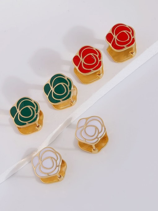 HYACINTH Brass Enamel Rosary Flower Minimalist Stud Earring 0