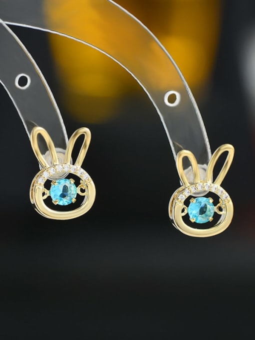 Gold ED65943 Brass Cubic Zirconia Rabbit Dainty Stud Earring