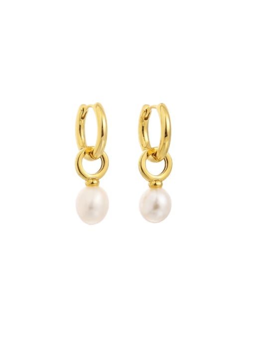 Earrings (detachable) Brass Imitation Pearl Geometric Minimalist Huggie Earring