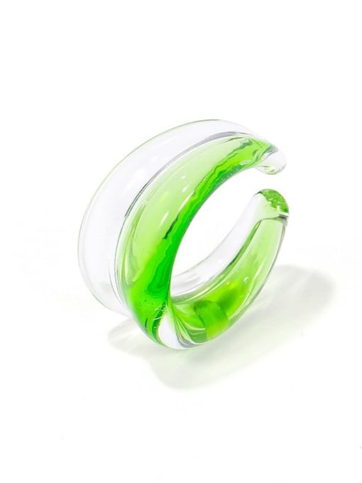 Green ring Glass  Multi Color Geometric Trend  Transparent Contrasting Colors Double Line Stackable Ring
