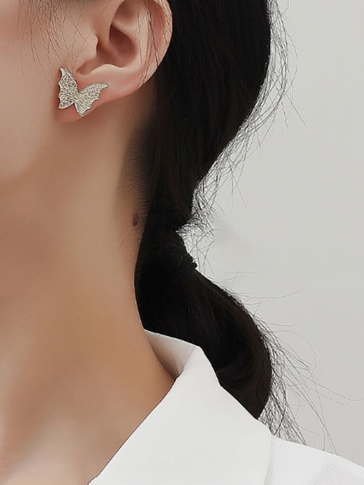 HYACINTH Copper Cubic Zirconia Butterfly Dainty Stud Trend Korean Fashion Earring 1