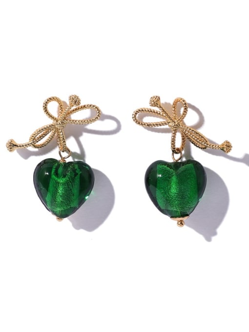 Green Brass Imitation Pearl Irregular Vintage Drop Earring