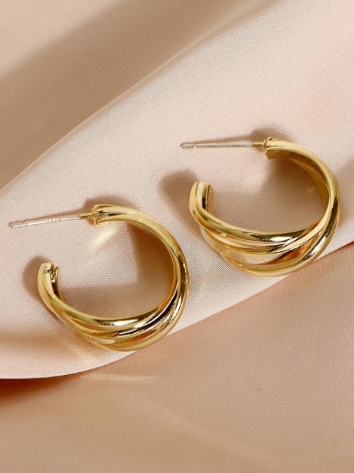 14k gold Brass Geometric Minimalist Stud Earring