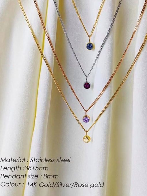 Desoto Stainless steel Birthstone Geometric Minimalist Necklace 2