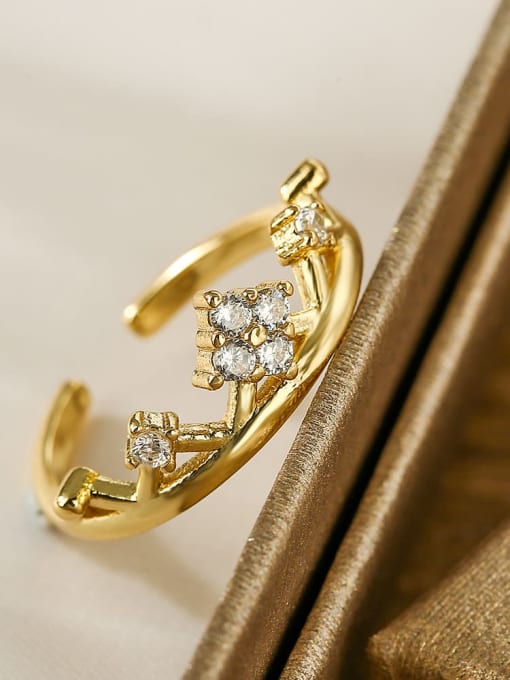 13361 Brass Cubic Zirconia Heart Dainty Band Ring