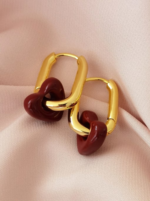 HYACINTH Brass Enamel Heart Minimalist Huggie Earring 3