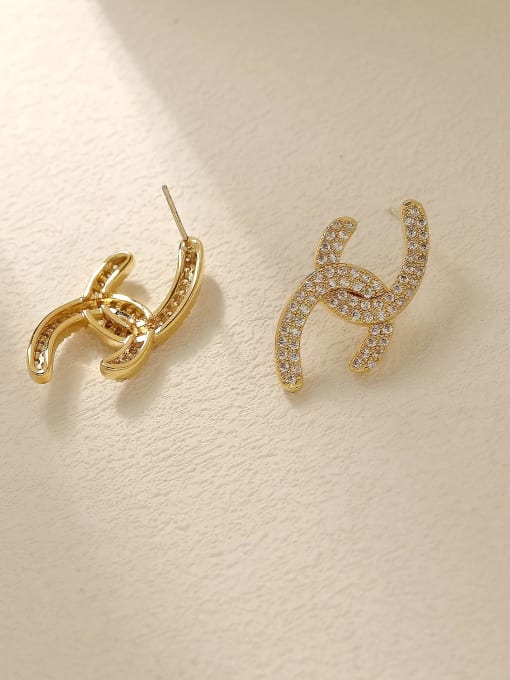 HYACINTH Brass Cubic Zirconia Geometric Vintage Stud Trend Korean Fashion Earring 2