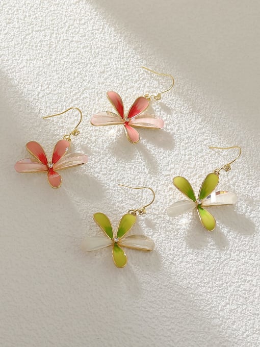 HYACINTH Brass Enamel Flower Minimalist Hook Earring