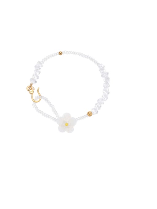 White Flower Bracelet Brass Trend Flower Bracelet and Necklace Set