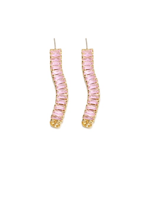 Pink zircon Brass Cubic Zirconia Rainbow Minimalist Drop Earring