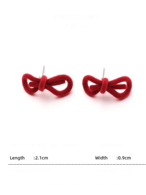 Line Bowknot Brass Hairball Heart  Bowknot  Cute Stud Earring