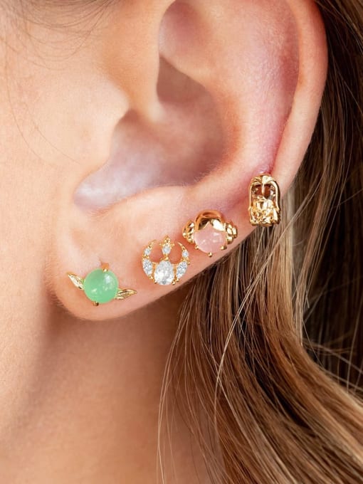 COLSW Brass Cubic Zirconia Icon Cute Stud Earring 1