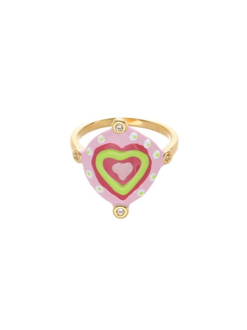 Love Ring (Hand drawn, may vary) Brass Enamel Heart Minimalist Band Ring