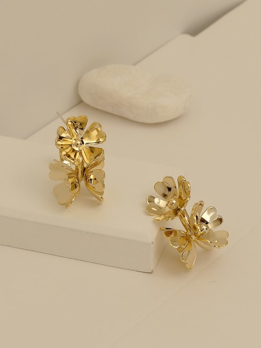 HYACINTH Brass Flower Vintage Stud Trend Korean Fashion Earring 2