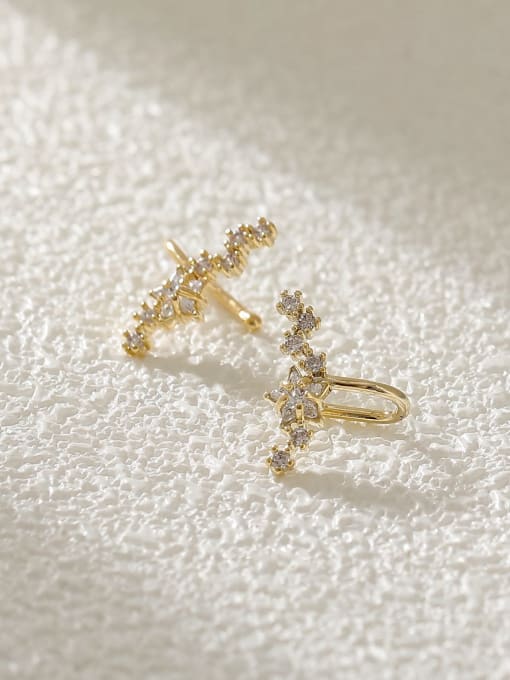 HYACINTH Brass Cubic Zirconia Star Cute Clip Earring 3
