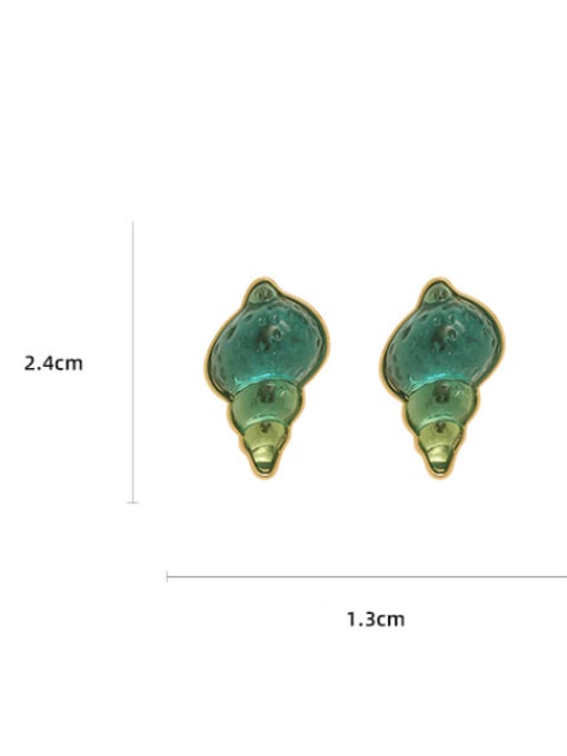 Five Color Brass Enamel Irregular Conch Minimalist Stud Earring 2