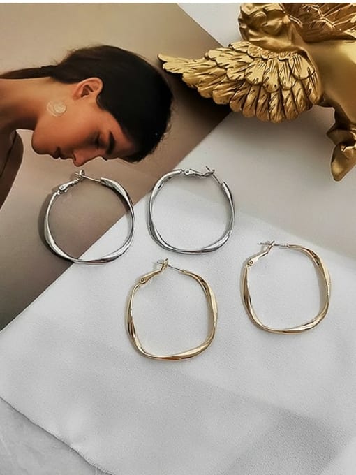 HYACINTH Copper Hollow  Round Minimalist Hoop Trend Korean Fashion Earring 2