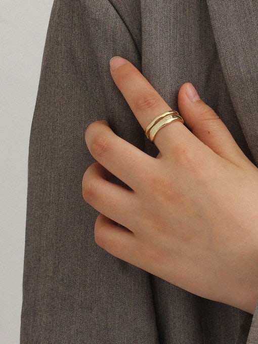 HYACINTH Copper Geometric Minimalist Blank Fashion Ring 0