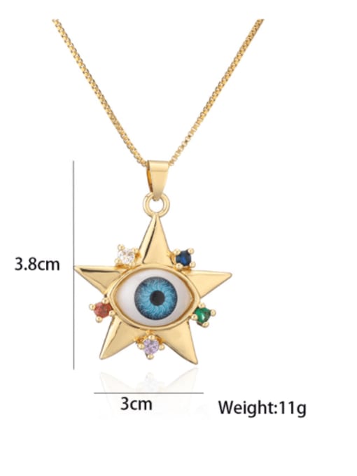 AOG Brass Rhinestone Enamel Evil Eye Vintage Five-pointed star Pendant Necklace 4