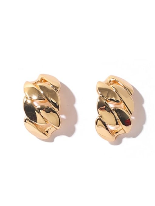 golden Brass Smooth Geometric Vintage Stud Earring