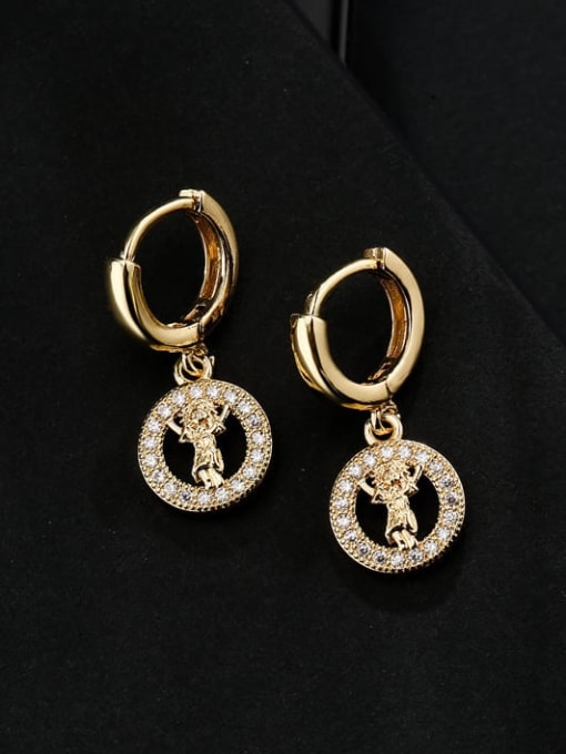 AOG Brass Cubic Zirconia Angel Vintage Huggie Earring 1