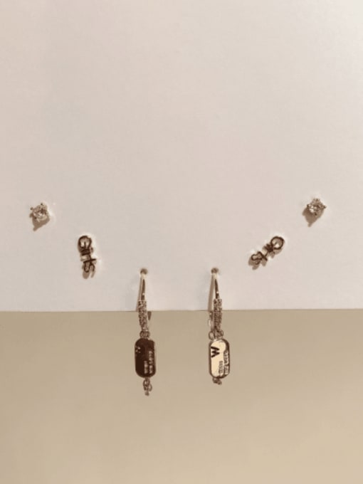 ZRUI Brass Cubic Zirconia Trend  Letter Set Stud Earring 3