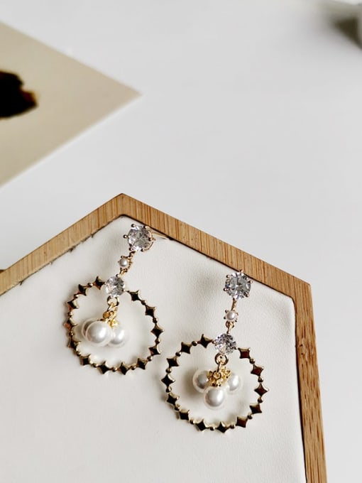 HYACINTH Copper Imitation Pearl Round Minimalist Drop Trend Korean Fashion Earring 2