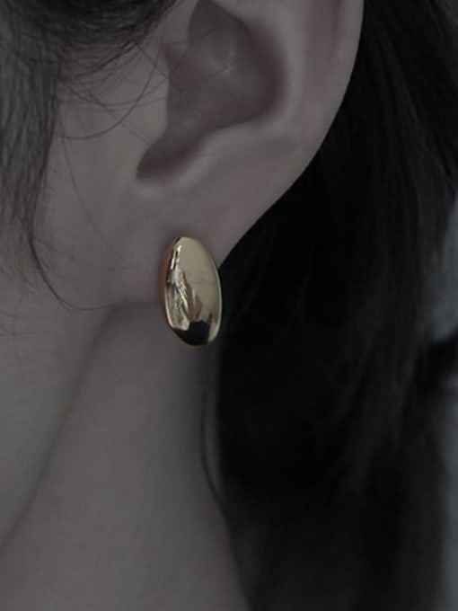 TINGS Brass Smooth Irregular Minimalist Stud Earring 2