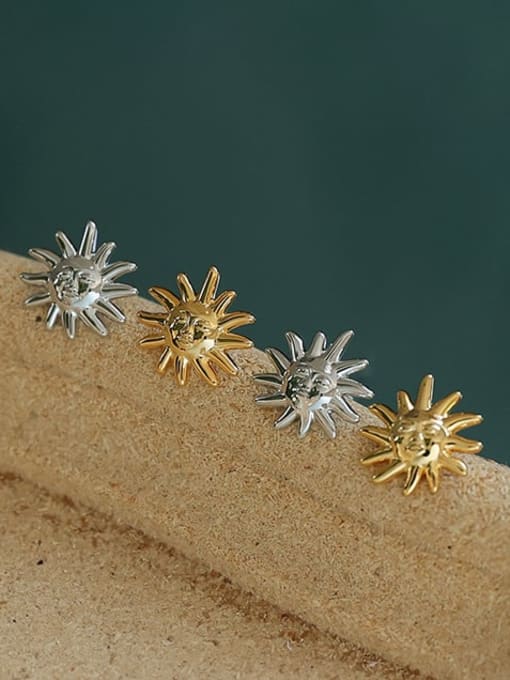 Five Color Brass Sun  Flower Vintage Stud Earring 2