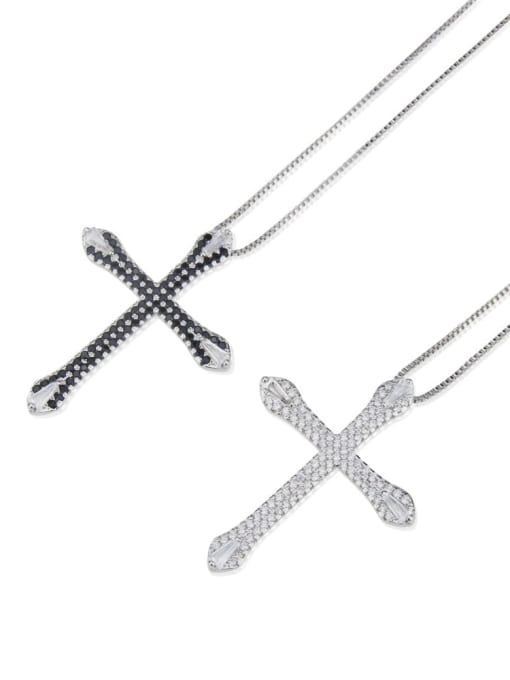 renchi Brass Cubic Zirconia Cross Pendant Necklace