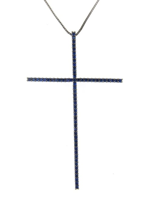 Black blue zircon Brass Cubic Zirconia Religious Minimalist Regligious Necklace